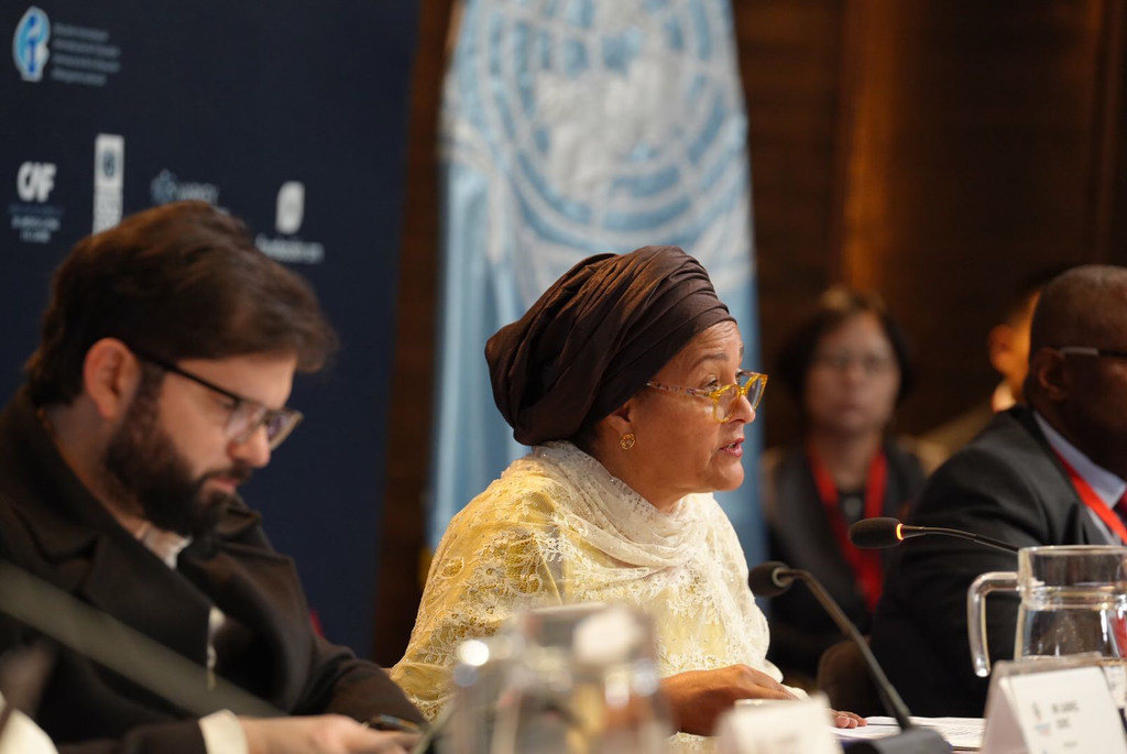 Deputy Secretary General Amina Mohammed delivers remarks to the World Summit on Teachers in Santiago, Chile.